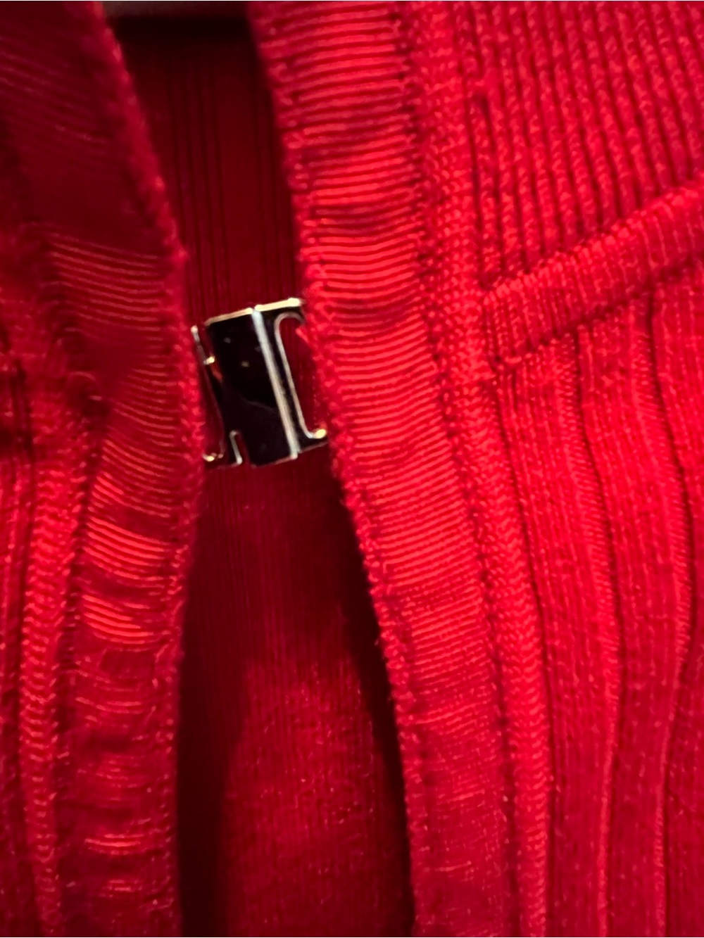 Doncaster Bright Red Hook-Front Ribbed Jacket - Picture 3 of 4